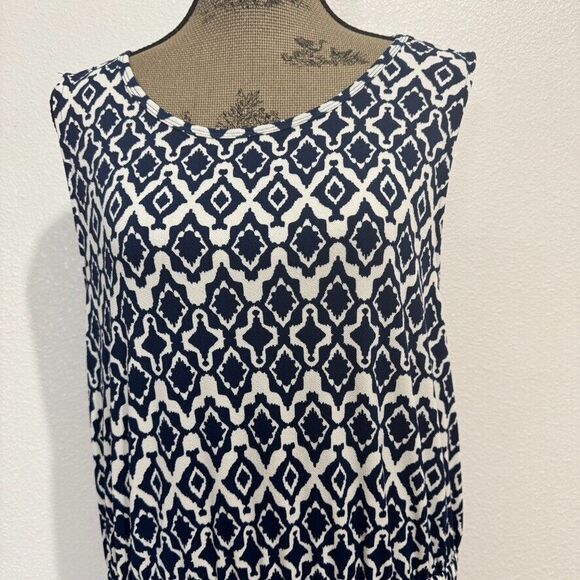 Banana Republic Blue & White Sleeveless Maxi CrissCross Back Dress Size XL READ - Picture 2 of 14